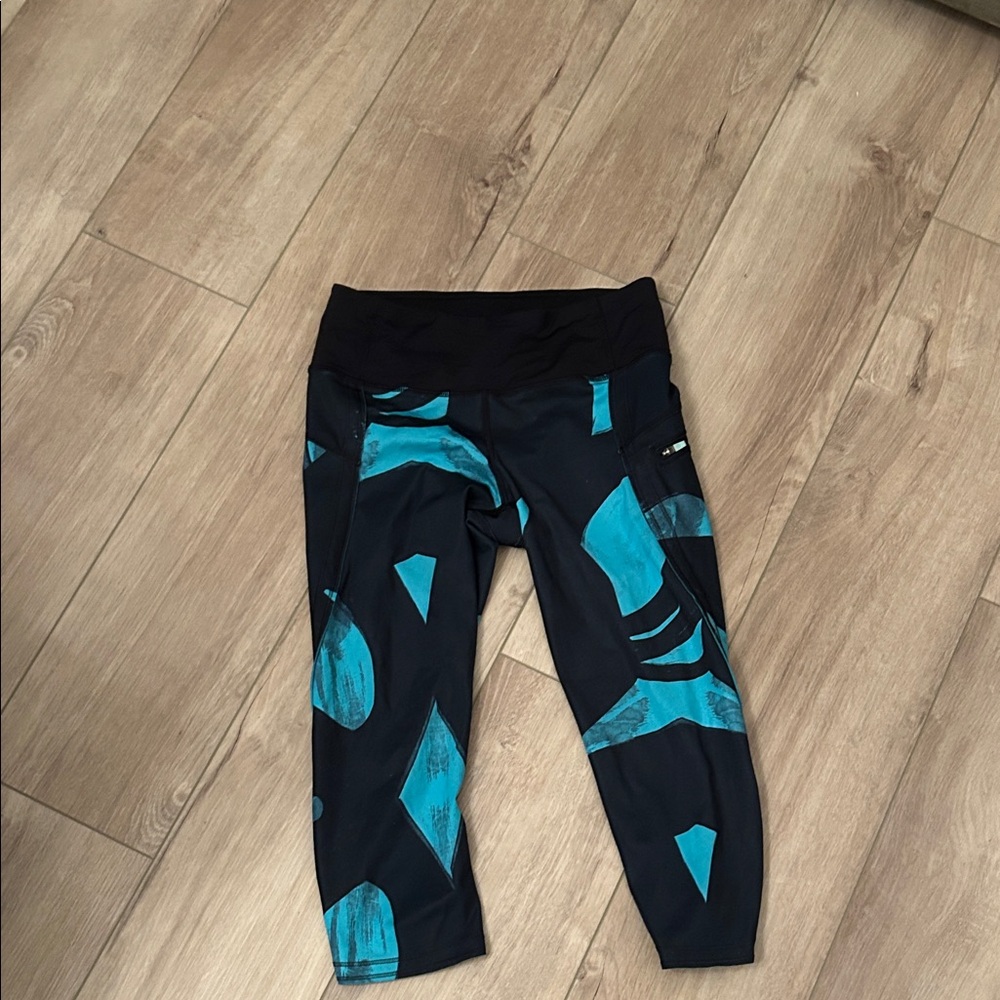 lululemon athletica Kids Black and Teal Leggings